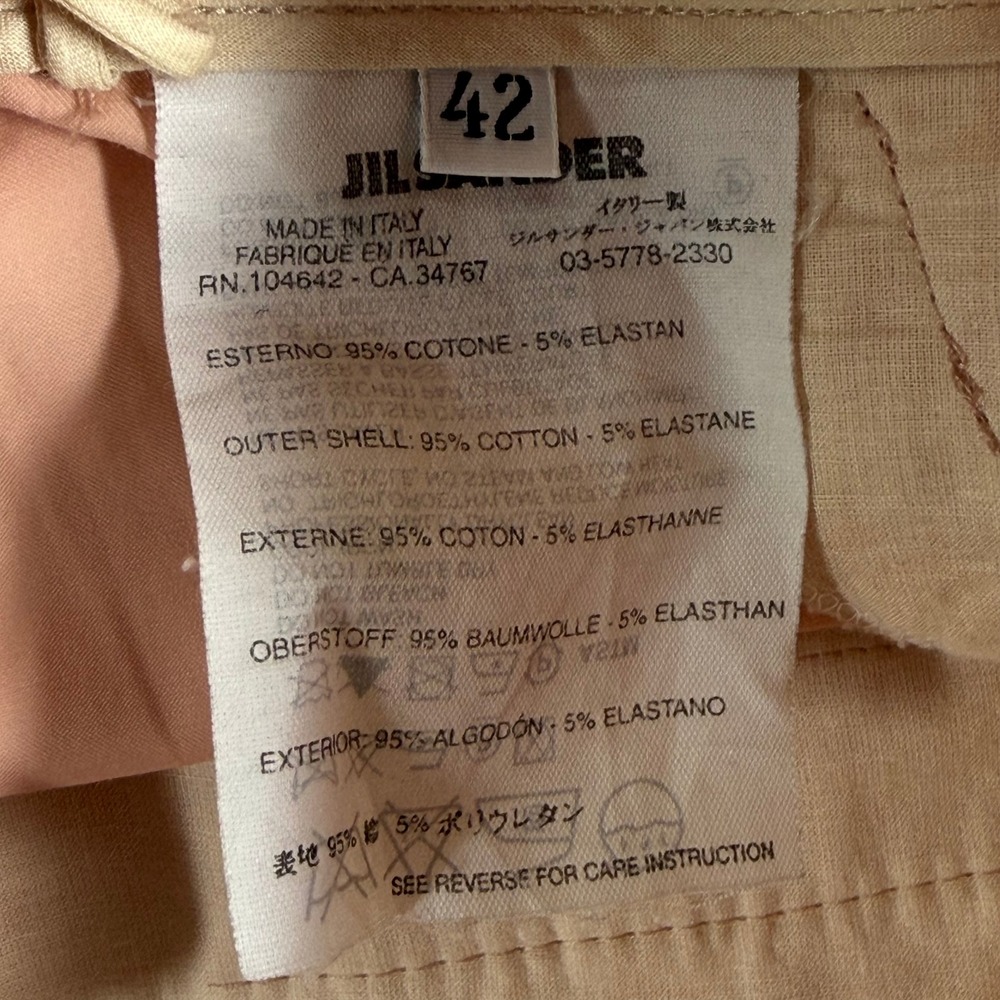 Jil Sander Womens Peach Pink Cotton Stretch Straight Leg Trousers Size 42 Italy - Picture 3 of 11